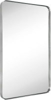 Gracto (20" x 30") Brushed Nickel Stainless Steel Wall Mounted Rounded Rectangular Metal Framed Bathroom Vanity Mirror, New in Box $299