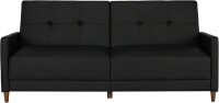 DHP Andora 76 Inch Futon Sofa Bed in Faux Leather, Modern Upholstered Couch Sleeper with Button Tufted Back and Seat, Black, New in Box $499