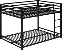 DHP Miles Low Metal Bunk Bed Frame for Kids, With Built-in Ladder, High Guardrail and Metal Slats, Floor Bed Bottom Bunk, No Boxspring Required, For Small Spaces, Full-Over-Full, Black, New in Box $399