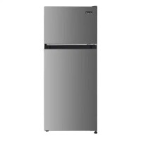 Magic Chef 4.5 cu. ft. 2-Door Refrigerator, with Freezer in Platinum Steel, New Shelf Pull $399