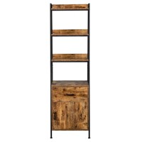 Elazar 4-Tier Bookshelf, Tall Bookcase with 1 Drawer and 1 Cabinet Storage Organizer, New Open Box $299