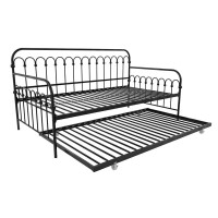 Novogratz Bright Pop Twin Metal Daybed with Roll Out Trundle in Black, New in Box $499