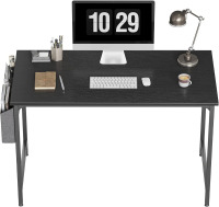 CubiCubi Computer Desk 40" Study Writing Table for Home Office, Modern Simple Style PC Desk, Black Metal Frame, Black, New Shelf Pull $199