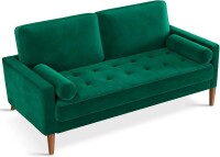 Vesgantti Loveseat Sofa, 56" Green Velvet Couch Small Couch Love Seat Sofa with Tufted Seat, Mid Century Modern Couch for Living Room, Bedroom, Office, Apartment, New in Box $399