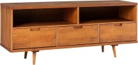 Walker Edison 3-Drawer Mid Century Modern Wood TV Stand for TV's up to 65" Flat Screen Cabinet Door Living Room Storage Entertainment Center, 58", Caramel, New in Box $499