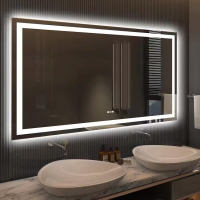 Apmir (60" W x 36" H) Large Rectangular Frameless Double LED Lights Anti-Fog Wall Bathroom Vanity Mirror in Tempered Glass, New in Box $699