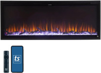 Touchstone Sideline Elite Smart 50” WiFi-Enabled Electric Fireplace - in-Wall Recessed - 60 Color Combinations - 1500/750 Watt Heater (68-88°F Thermostat) - Black - Log, Crystals & Driftwood - 80036 New in Box $999