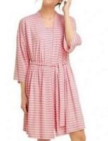 DJ Draper James Women’s 2 Piece Robe and Sleepshirt Set, Pink Stripes New With Tags Size Large