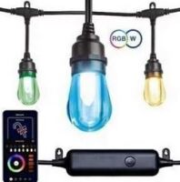 Novolink 12-Light Outdoor 27.42 ft. Smart Plug-in Edison Bulb LED String Light with RGBW Color Changing and Wireless App Control New In Box $119