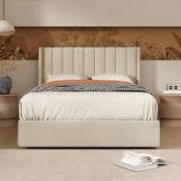 Latitude Run® Jeilyn Upholstered Platform Drawer Storage Bed King Size Cream New in Box $899