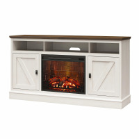 Ameriwood Home Ashton Lane Electric Fireplace TV Stand for TVs up to 65", Magnolia Oak/Columbia Walnut, New Open Box $299