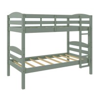 Better Homes & Gardens Leighton Kids Solid Wood Twin-over-Twin Convertible Bunk Bed with Ladder and Guardrails, Sage Green, New in Box $299