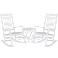 VEIKOUS 3-Piece Solid Wood Patio Outdoor Rocking Chair Set in White, New in Box $499