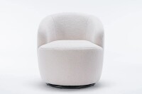 Teddy Fabric Swivel Accent Armchair Barrel Chair, Ivory White, New in Box $399