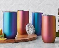 Member's Mark 14oz Stainless Steel Insulated Tumblers with Lids 4 Pack - Dragonfly New In Box $59