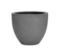 PotteryPots Jesslyn Medium 24 in. Dia Grey Fiberstone Indoor Outdoor Modern Round Planter New In Box $399