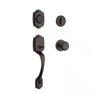 Kwikset Belleview and Cove Venetian Bronze Entry Door Knob Handleset and Single Cylinder Deadbolt feat. SmartKey and Microban $209