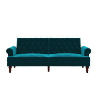 Novogratz Upholstered Cassidy Futon, Convertible Couch, Green Velvet, New in Box $699