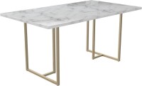 CosmoLiving by Cosmopolitan Astor Dining Table, White Marble Top with Gold Legs, New in Box $499