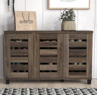 Steelside Lismore 16 Pair Shoe Storage Cabinet in Dark Dusty Oak New Shelf Pul $399