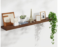 FLYJOE Solid Oak Floating Shelve - 48" Wide x 8" Deep Wall Mounted Rustic Wooden Display Shelf for Bathroom Bedroom Kitchen Garage with Heavy-Duty Bracket - Dark Oak Finish New In Box $199