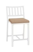 Hampton Bay Harbor Point White Stationary Wicker Outdoor Dining Chair in Baige New In Box $299