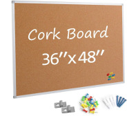 Board2by Bulletin Board 36 x 48, Silver Aluminium Framed 4x3 ft. Large Wall Mounted Cork Office Notice Pin Board / Lockways Magnetic Dry Erase Board, 36 x 24 Inch Magnetic Whiteboard White Board, 1 Dry Erase Markers, 2 Magnets for School, Home, Office New