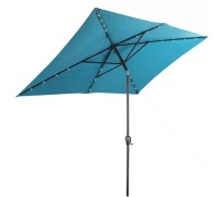 Sun-Ray 6.6 ft. x 9.8 ft. Rectangular Steel Solar Market Umbrella in Teal $199