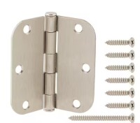 Everbilt 3-1/2 in. x 5/8 in. Radius Satin Nickel Squeak-Free Door Hinge New