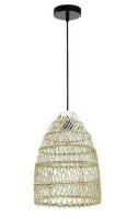 Bayou Breeze Musselman Natural Rattan Pendant Light 16.5 H x 11.8 W x 11.8 D in Crystal in Gray New In Box $199