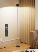 Mudodi Floor Lamp for Living Room Bedroom Office with Remote Control?Stepless Dimmable Corner Lamp, Tall Lamp Stepless Adjust Color Temperature 3000K~6000K with Foot Switch (Black) On Working $99