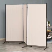 HOMCOM Beige 3-Panel Room Divider, H 71.75 in. x W 99.5 in. x D 19.75 in New Shelf Pull $199