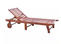 Outsunny Wooden Outdoor Folding Chaise Lounge Chair Recliner with Wheels in Wood Color New Shelf Pull $299