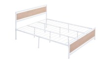 ZNTS Queen Size Platform Bed, Metal and Wood Bed Frame with Headboard and Footboard , White New Shelf Pull $399