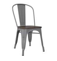 DHP Fusion Metal Dining Chair with Wood Seat in Silver New In Box $219