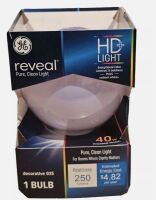 GE Reveal Vanity Globe Light Bulb, White, 40-watts New In Box