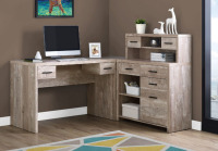 Monarch Specialties Computer Desk in Taupe Wood Grain w/ L or R Facing Corner (2 Boxes) New In Box $799