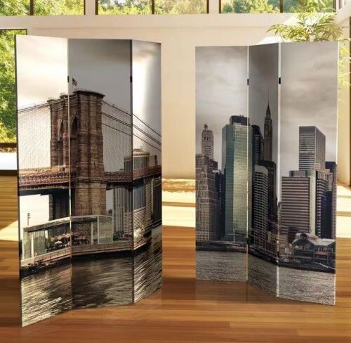 Oriental Furniture New York 6 ft. Printed 3-Panel Room Divider, New in Box $299