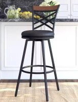 DHP Joss Black Upholstered Faux Leather Seat Adjustable Swivel Barstool, New in Box $399.99