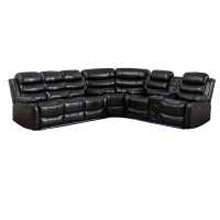 Kingway Hybition Faux Leather Living Room Set Modern Reclining Sectional Sofa in Black (wedge not included) (2 Boxes) New In Box $1999