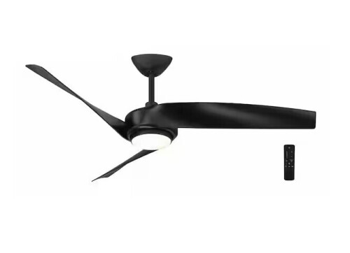 Hampton Bay Tudor 56 in. Indoor Matte Black with Black Blades Ceiling Fan with Adjustable White Integrated LED with Remote Included New In Box $309