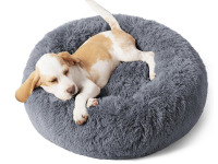 Bedsure Calming Dog Bed for Small Dogs - Donut Washable Small Pet Bed, 23 inches Anti-Slip Round Fluffy Plush Faux Fur, Fits up to 25 lbs Pets, Dark Grey New $79