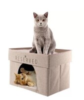 Tucker Murphy Pet™ Lucea 2-Tier Collapsible Cat Cave 17 x 11.4" x 12"."D Rectangular in Beige New In Box $89