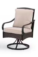 Phi Villa Swivel Rocker Metal and Wicker Outdoor Dining Chair with Beige Cushions New In Box $399