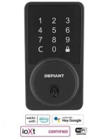 Defiant Square Matte Black Smart Wi-Fi Deadbolt Powered by Hubspace $199