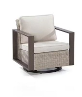 Gardenbee Wicker Outdoor Rocking Chair Patio Swivel Chair with Metal Frame and Beige Cushions New Floor Model $409