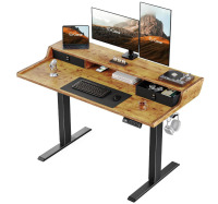 ErGear Electric Standing Desk with Drawers, 48? x 24? Gaming Desk with Monitor Stand, C-Clamp Mount Compatible, Home Office Height-Adjustable Desk with Storage Shelf, 4 Preset Heights, Vintage Brown New Open Box $299