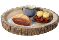 Vintiquewise Wood Tree Bark Indented Display Tray Serving Plate Platter - 18 Inch Dia $79