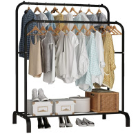 UDEAR Garment Rack, 43.3 Inches Freestanding Double Rod Clothing Rack for Hanging Clothes, Black New Open Box $89