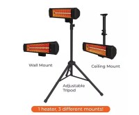 Heat Storm Tradesman 1500-Watt Electric Outdoor Infrared Quartz Portable Space Heater with Tripod, Wall and Ceiling Mount On Working $239